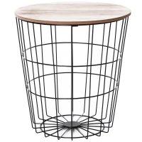 HOMCOM Wood Metal Coffee Round Table W/ Storage Sofa End Side Coffee Table Bedroom Living Room Furniture- Natural Wood Color(m-11)