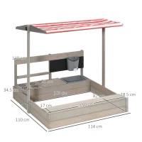 Outsunny Kids Wooden Sandbox w/ Canopy, Kitchen Toys, Seat, Storage, for Ages 3-7 Years(m-3)