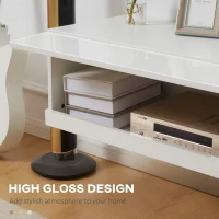 HOMCOM Floating TV Unit, Wall Mounted TV Cabinet for TVs up to 65", High Gloss Media Wall Unit with LED Lights, Storage Shelves for Living Entertainment Room, White(m-7)