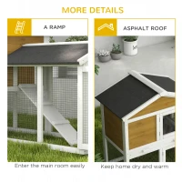PawHut Wooden Rabbit Hutch Outdoor, Double Tier with Water-Resistant Roof, Ramp 147 x 54 x 84 cm, Yellow(m-7)
