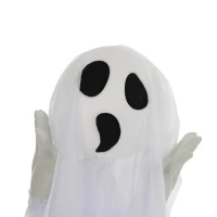 HOMCOM Halloweendekoration, 3 leuchtende Geister, Bewegungssensor, 54 x 10 x 60 cm, Weiß(m-7)