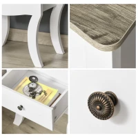 HOMCOM Mesilla de Noche Cajonera con 2 Cajones de Almacenaje Base Elevada para Dormitorio Salón Estilo Nórdico y Vintage 46,5x32x64,5 cm Blanco(m-9)