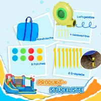 Outsunny Hüpfburg inkl. Gebläse, Märchenschloss; In- und Outdoor, 390 cm x 300 cm x 197 cm, Bunt(m-7)