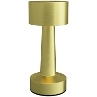 HOMCOM Tischleuchte, kabellos, wiederaufladbar, Touch-Steuerung, LED-Licht, Metallkörper, Farbe: Gold(m-1)