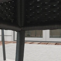 Outsunny Table ronde de jardin en résine tressée et plateau verre trempé 1 étagère de rangement, style cosy chic Ø80 x 75H cm(m-9)