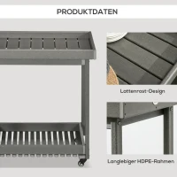 Outsunny Servierwagen mit Handtuchhaltern, 1 untere Ablage, 4 Rollen, 87 cm x 50 cm x 80 cm, Dunkelgrau(m-6)