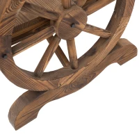 Outsunny 2-Sitzer Gartenbank Massivholz mit Armlehne, Sitzbank mit Wagenräder-Design, Gartenmöbel 250kg belastbar, Rustikale Bank, 114 x 58 x 80 cm, Braun(m-8)