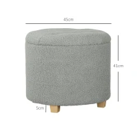 HOMCOM 40.5L Teddy Fleece Storage Ottoman - Grey(m-3)