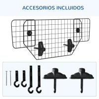 PawHut Barrera Protectora de Coche para Perros para Vehículo Universal Barrera Protectora Metálica Extensible para Asientos Traseros Maletero Equipaje Automóvil 90-120x40,5 cm Negro(m-8)