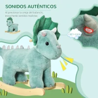 HOMCOM Caballo Balancín para Niños de +3 Años de Dinosaurio con Sonidos Realistas Carga 45 kg 64x30x54 cm Verde Oscuro(m-7)