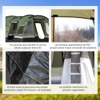 Outsunny Tienda de Campaña Familiar tipo Túnel 6 Personas Tienda Camping Impermeable PU3000 mm Resistente al Viento Solar Bolsa de Transporte Asa para Trekking Camping Playa 455x320x215 cm Verde(m-5)
