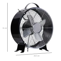 HOMCOM 10" 2-Speed Electric Table Desk Fan w/ Safety Guard Anti-Slip Feet Portable Personal Cooling Fan Home Office Bedroom Black(m-3)