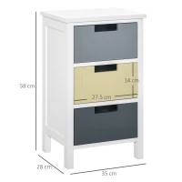HOMCOM 3 Drawer Storage Tower, Dresser Chest with Wood Top, Organiser Unit for Closets Bedroom Nursery Room Hallway(m-3)