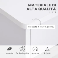 HOMCOM Scrivania Moderna per PC e Computer con 2 Cassetti e 1 Armadietto, Scrivania con Libreria Salvaspazio per Ufficio o Camera in Legno, Bianco(m-6)