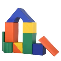 HOMCOM 11 Piece Climb and Crawl Activity Play Set Soft Foam Blocks Building Set for Baby Toddler Preschooler Indoor Play Equipment Learning Toys Multicolor(m-10)