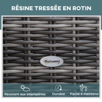 Outsunny Bain de soleil transat grand confort matelas inclinaison réglable multipositions résine tressée grise(m-4)
