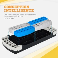 HOMCOM Stepper Fitness Aérobic hauteur réglable 10/15/20 cm surface antidérapante 80 x 31 x 20 cm noir bleu(m-5)