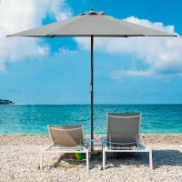 Outsunny 2.8m Garden Parasol Umbrella, Round Outdoor Market Table Umbrella Sun Shade Canopy, Dark Grey(m-11)