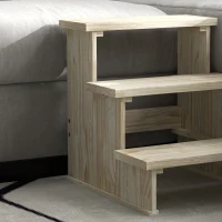 PawHut Haustiertreppe Hundetreppe, 3 Stufen, Kiefernholz, 40 cm x 46,5 cm x 45 cm, Natur(m-9)