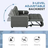 HOMCOM Two-Seater Linen-Look Sofa Bed - Charcoal Grey(m-5)