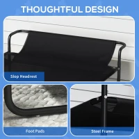 PawHut Raised Pet Bed with Slope Headrest, Washable Breathable Mesh, Foot Pads, for Medium Dogs, 106 x 81 x 33cm(m-6)