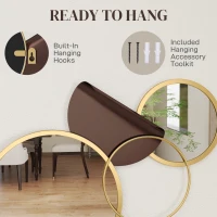 HOMCOM Metal Wall Art, Modern Decorative Mirror Decor, Hanging Home Wall Decoration for Living Room Bedroom Dining Room, Gold Tone(m-5)