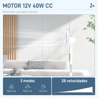 HOMCOM Ventilador de Pie con Mando a Distancia Oscilante 28 Velocidades 3 Modos Temporizador y Función Antimosquitos Blanco(m-4)