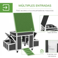 PawHut Gallinero para Exterior 147x93,5x89,5cm con Ventana Nido Bandeja Extraíble y Perchas Jaula para 1-6 Gallinas Gris Oscuro(m-5)