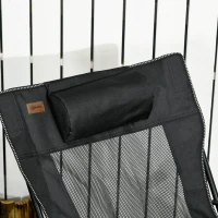 Outsunny Chaise de camping pliable avec repose-pied + Porte-gobelets + coussin appui-tête et sac de transport inclus noir(m-7)