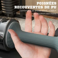 SPORTNOW Set de 2 haltères ensemble musculation 4 disques poids réglables et boîte de rangement gym fitness 2 x 10 kg gris(m-7)