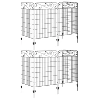 Outsunny Decorative Garden Fencing, 8PCs 43in x 23ft Outdoor Picket Fence Panels, Rustproof Metal Wire Landscape Flower Bed Border Edging Animal Barrier, Black(m-11)