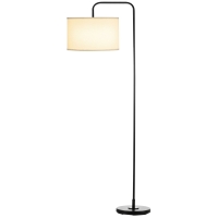 HOMCOM Lampadaire sur pied salon en métal noir moderne avec abat-jour câble de 180 cm 64 x 38 x 163,5 cm noir