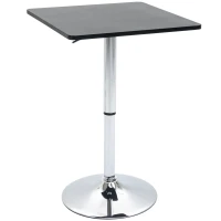 HOMCOM Modern Height Adjustable Counter Bar Table with 360° Swivel Tabletop and Electroplating Metal Base, Pub Desk for Living Room, Kitchen, Restaurant, Pub, Black and Silver(m-11)