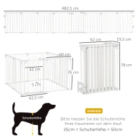 PawHut Welpenauslauf Freigehege für Hund Schutzgitter mit Tür Kaminschutzgitter flexible klappbar 8 Paneele je 60 x 76 cm Weiß(m-3)