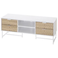 HOMCOM Mobile Porta TV fino a 47", Mobiletto Basso con Cassetti, Mobiletto da Salotto in Legno, 120x39x48cm, Bianco e Rovere(m-10)