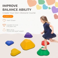 AIYAPLAY 6-Piece Heart-Shaped Kids Balance Stepping Stones and Motor Skills, Multicoloured(m-4)