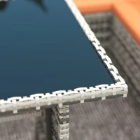 Outsunny 7-Seater Patio wicker Sofa Set Rattan Chair Furniture w/ Glass & Cushioned, Orange(m-9)