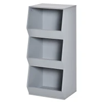 HOMCOM Estantería Infantil Librería de Madera para Niños con 3 Estantes Almacenamiento de Juguetes Libros para Habitación de los Niños Sala de Juegos 38x34,5x90 cm Gris(m-11)