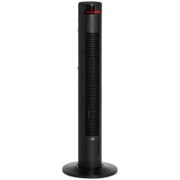 HOMCOM Ventilador de Torre Silencioso Bajo Consumo 96 cm 45W con Mando a Distancia 3 Velocidades 4 Modos Oscilación de 70° Pantalla LED Táctil Temporizador 12h y Asa de Transporte Negro(m-10)