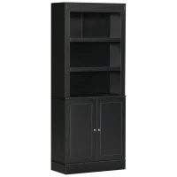 HOMCOM Credenza Cucina in Legno con Ripiani e Armadietto 2 Ante con Mensole Regolabili, 74.6x35.5x182.5cm(m-1)