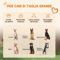 PawHut Recinto per Cani da Esterno con Tetto e Porta a 2 Sezioni in Metallo, 239x121x183cm, Argento(m-4)