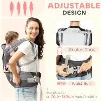 AIYAPLAY 6-in-1 Baby Carrier for Newborns-Toddlers, with Removable Seat, for Ages 0-36 Months, Up to 15kg, Grey(m-5)