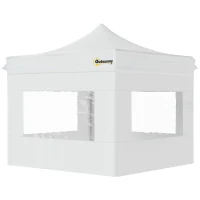 Outsunny Faltpavillon Pavillon Gartenzelt mit Seitenwänden Pop-up-Zelt wasserdicht Gartenpavillon Weiß 300 x 300 x 320 cm(m-10)