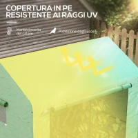 Outsunny Serra a Casetta a 2 Sezioni con Porta e Finestre Avvolgibili, in Acciaio e PE, 200x140x200 cm, Verde(m-4)