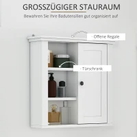 HOMCOM Badschrank Küchenschrank Hängeschrank Badezimmerschrank Badregal Wandschrank vestellbarer Einlegeboden 3 x Fach Holz Weiß 53 x 14,5 x 50,5 cm(m-6)