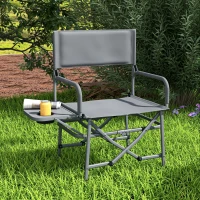 Outsunny Chaise de camping chaise de jardin pliable avec plateau et porte-gobelet pour jardin, pêche, plage, pique-nique, gris(m-2)