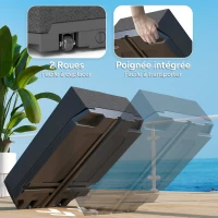 Outsunny Pied de parasol déporté à remplir 90L en plastique avec pied en croix, 2 roulettes et poignée, dim. 80L x 60l x 20H cm(m-7)