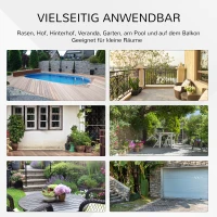 Outsunny Gartentisch, klappbar, Hartglastischplatte, Stahlrahmen, Rattan-Dekor, braun, 68 x 68 x 73 cm(m-5)