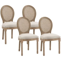 HOMCOM Lot de 4 chaises de Salle à Manger - Chaise de Salon médaillon Style Louis XVI - Bois Massif sculpté, patiné(m-1)