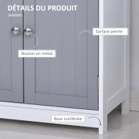 kleankin Meuble de salle de bain sur pied armoire de salle de bain 2 portes 2 tiroirs 60 x 30 x 75 cm gris et blanc(m-6)